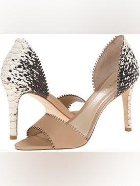 Loeffler Randall Nude Scalloped Open-Toe High Heels Size 11 Sexy Neutral